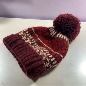 Brand new garage maroon patterned winter beanie